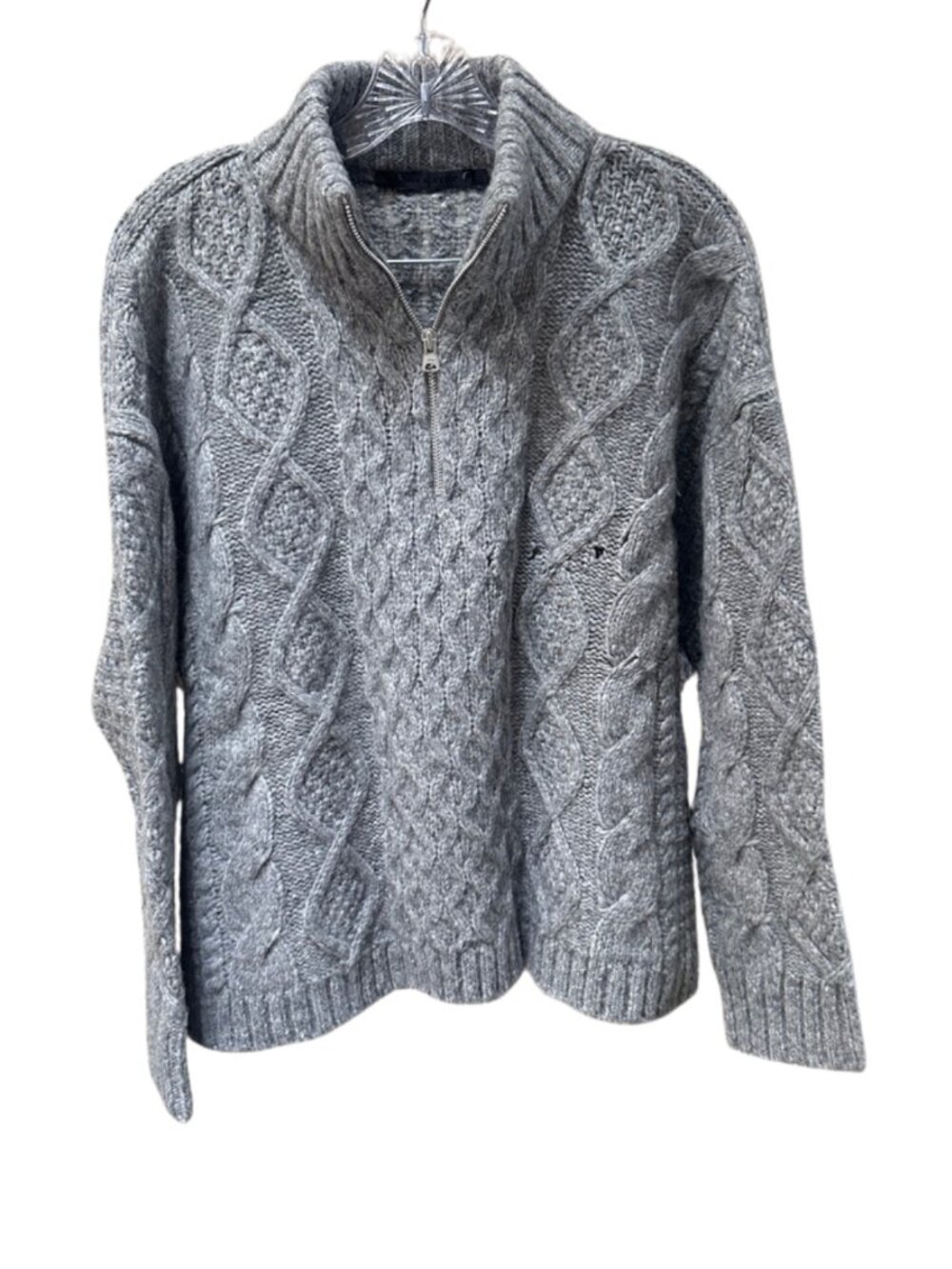 Jenni Kayne Wool Cable Knit Half Zip Sweater - Women's XXL